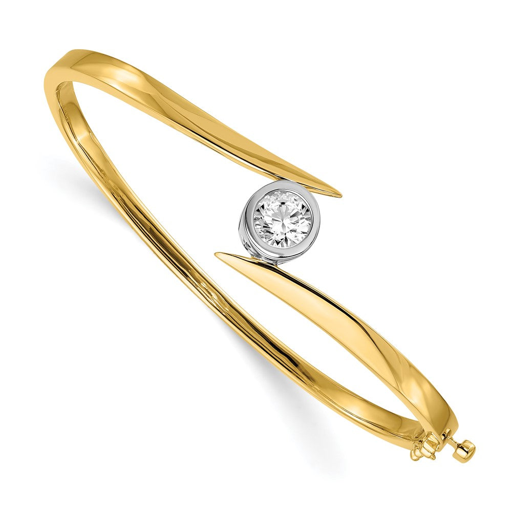 14k Two-Tone 1ct Lab Grown Diamond VS/SI+ G+ Comp Bangle Bracelet